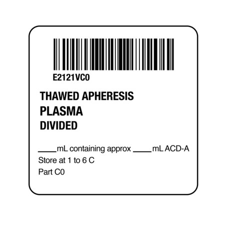 ISBT 128 Thawed Apheresis Plasma Divided 2 X 2